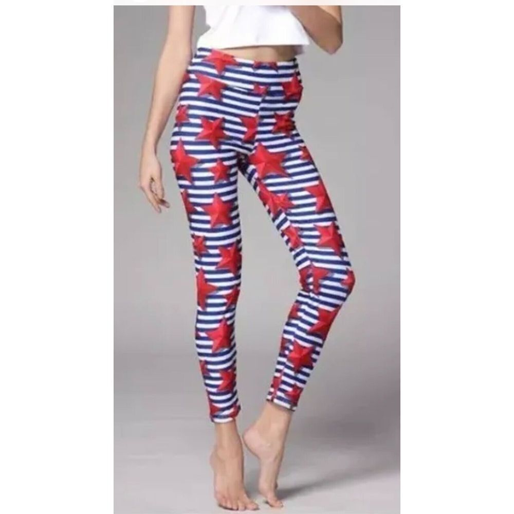 Fabulegs Stars‎ & Stripes USA Patriotic Leggings Size LG (12 - 20) NEW